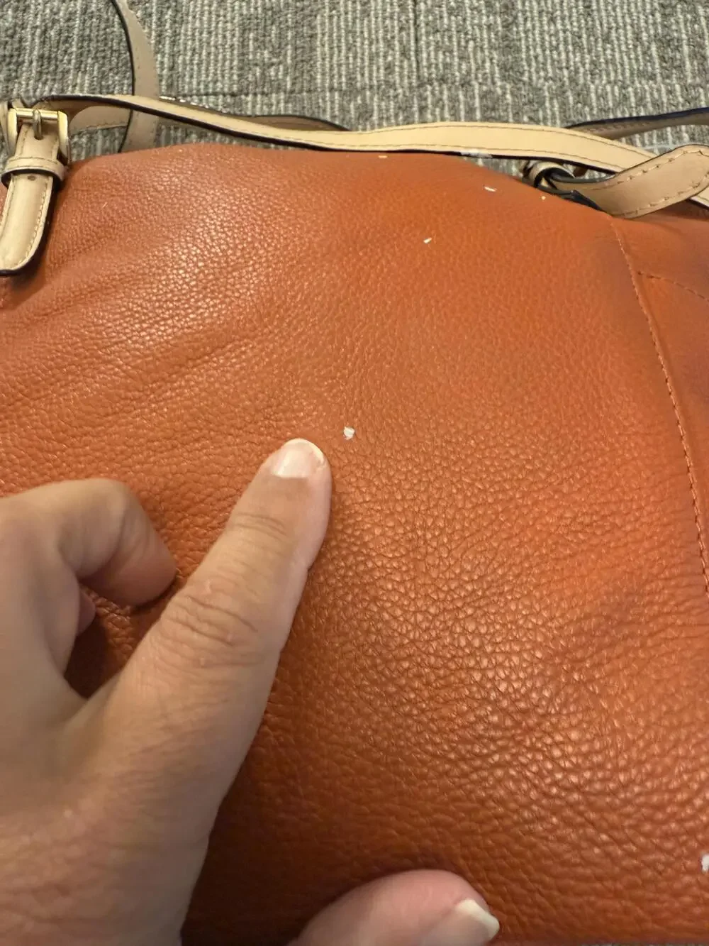 Michael Kors Pebbled Leather Tote Bag Womens Large Orange Shoulder Top Zip MK